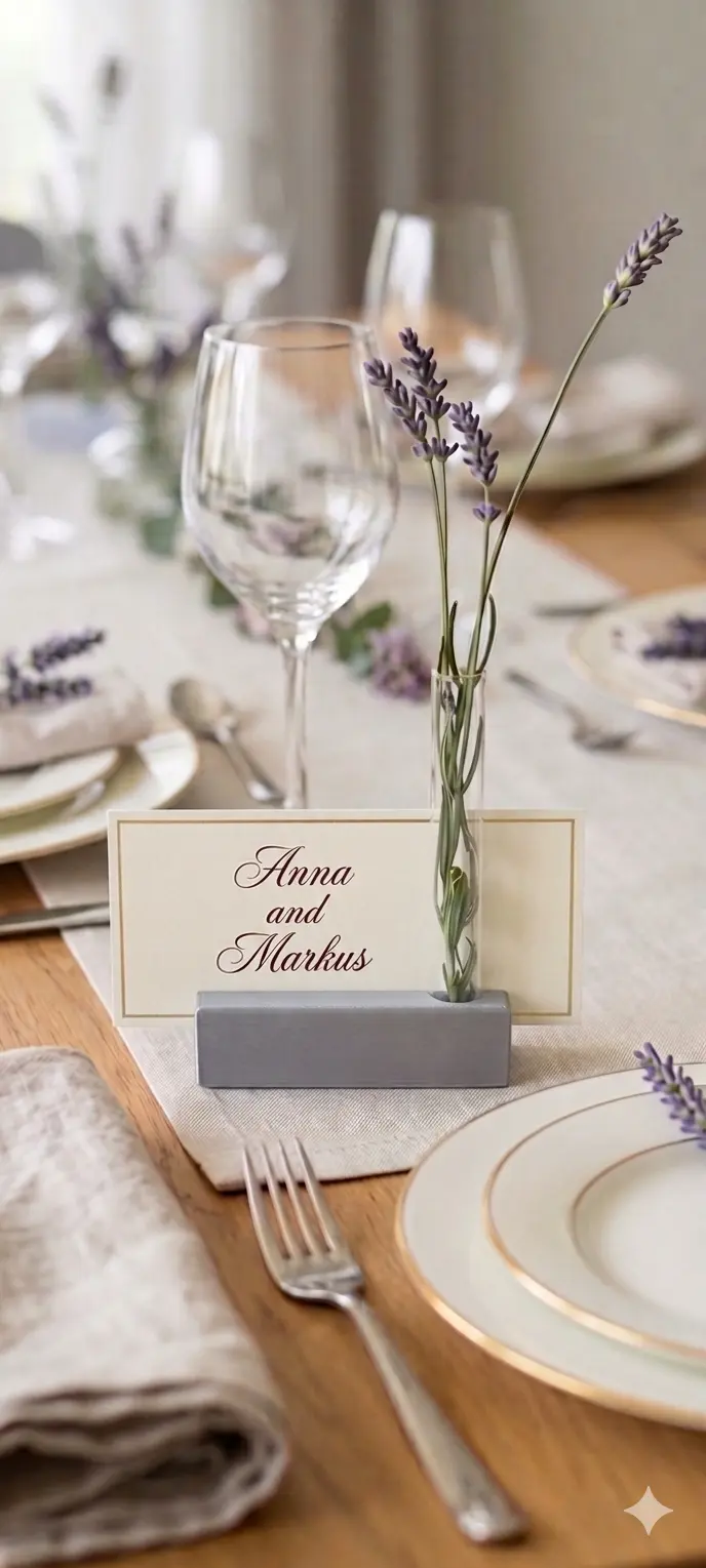 3D-gedrucktes Tischschild neutral mit Reagenzglas – Tischdeko Hochzeit