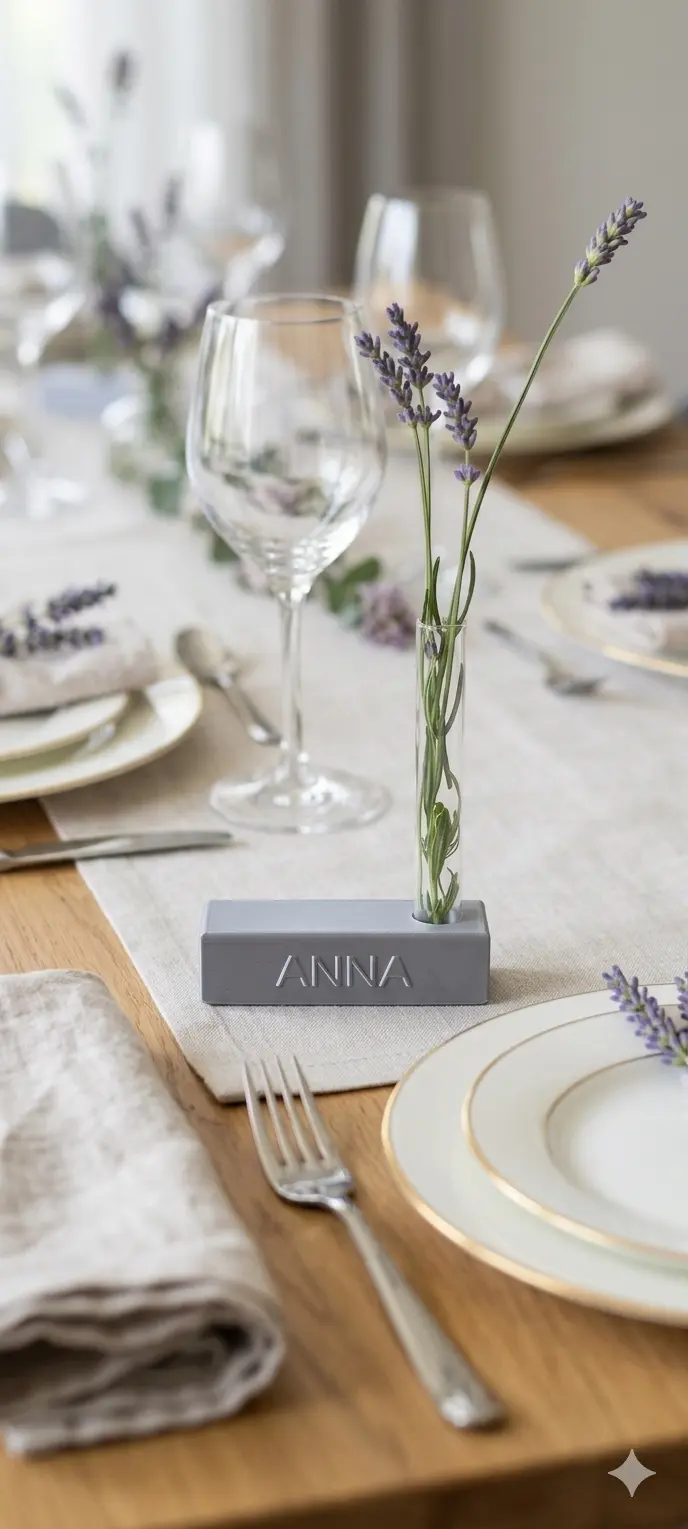 Tischschild mit Gästenamen personalisiert – 3D-gedruckte Tischkarte Hochzeit