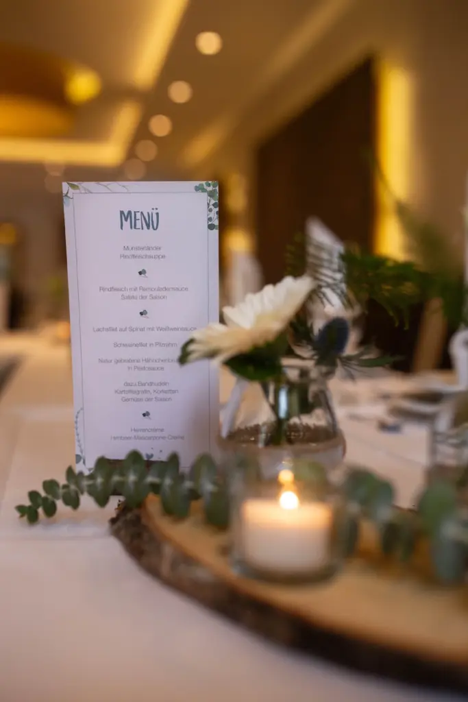 Menükarte für das Hochzeitsdinner Enck